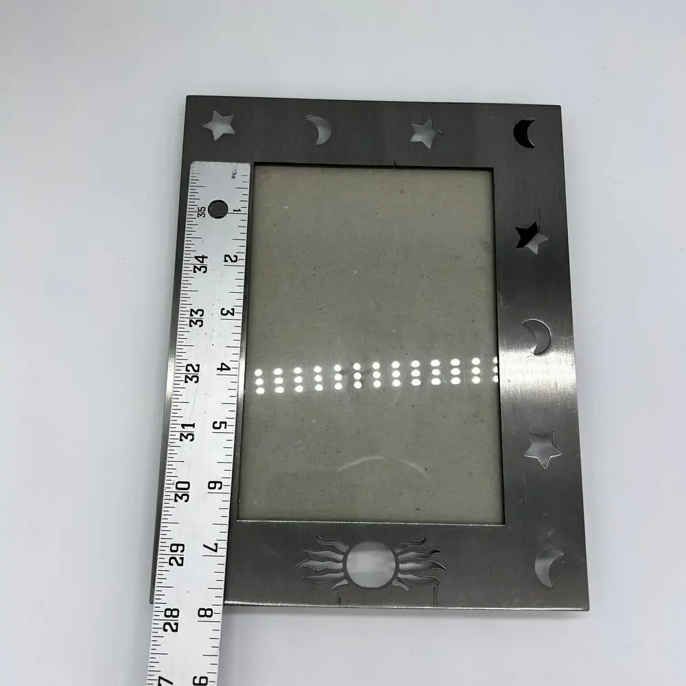 Vintage Moon Sun Photo Frame Navy Silver Tone Celestial Boho Picture Home Decor